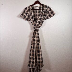 Urban Outfitters Plaid Wrap Dress Sz Small